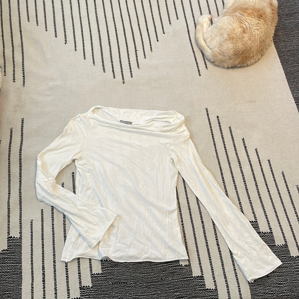 James Perse Supima Cotton Long Sleeve Asymmetrical Neck Tee